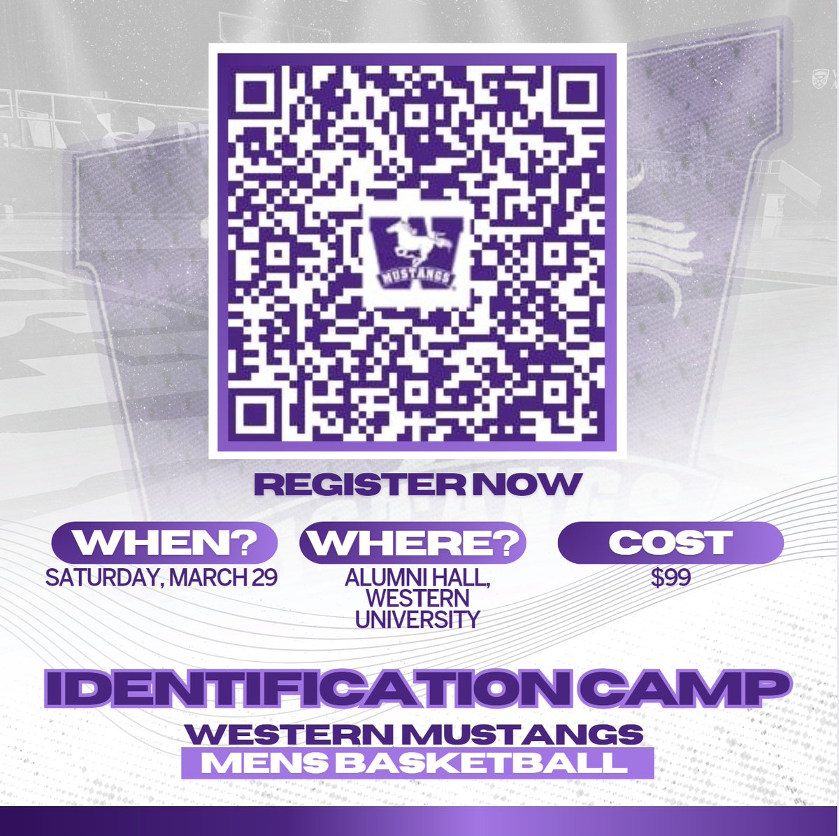 Want to join the Mustangs? 
Mustangs Men's Basketball ID Camp
Sat March 28
Open to Gr 10, 11, 12s
Click the link below for details and registration:
…mustangstickets.universitytickets.com/w/event.aspx?i…
