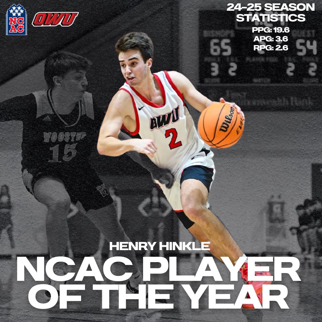 Huge congratulations to Henry Hinkle on winning NCAC Player of the Year! 

This was Henry’s 4️⃣th straight year on an all-conference team and our 8️⃣th NCAC POY in the last 1️⃣3️⃣seasons #GoBishops