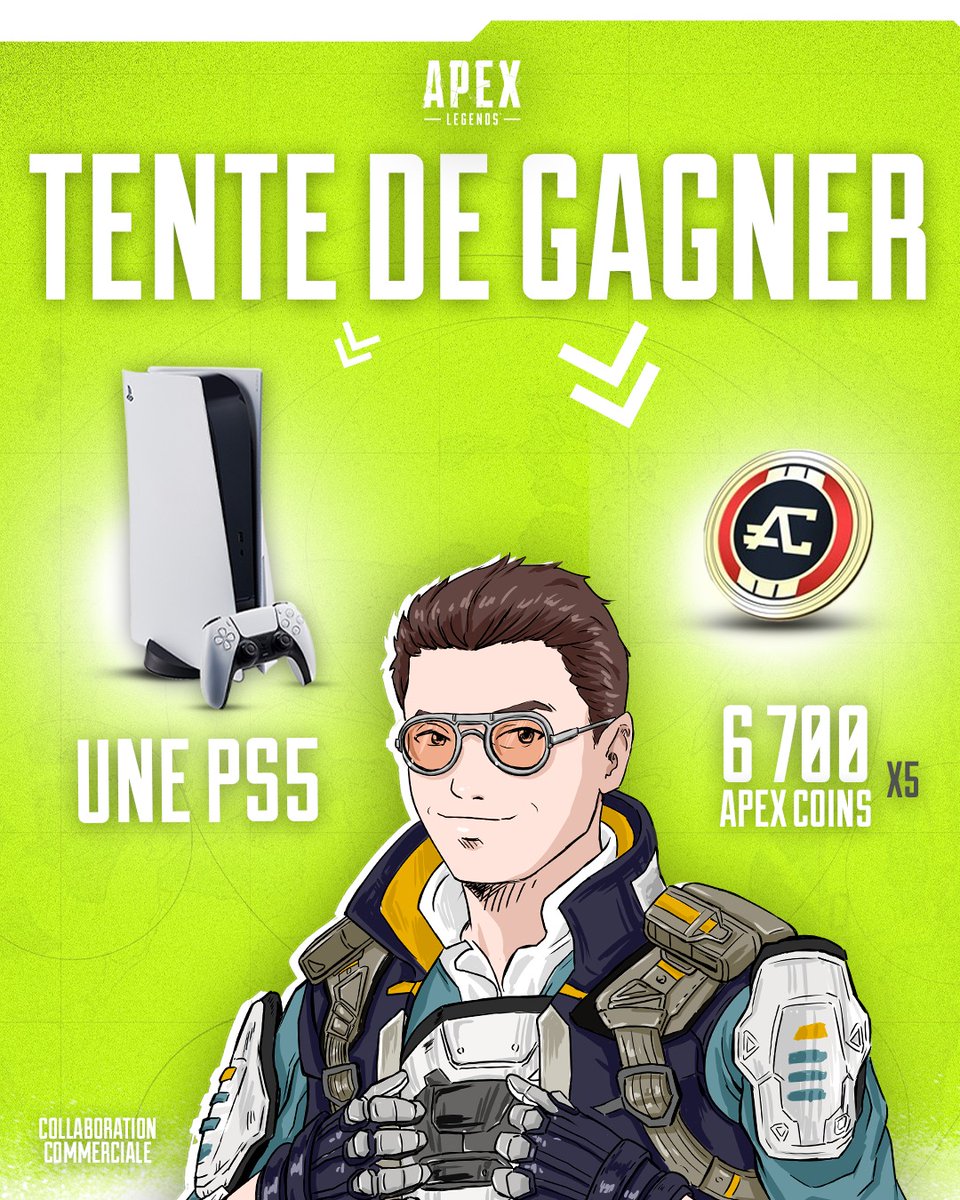 Wisethug (@wisethugtv) on Twitter photo 🏆 #Concours 🏆
En tant que maître de l'académie Apex, avec <a href="/PlayApex_FR/">Apex Legends France</a> on vous fait gagner des lots de fou :
- 5x 6700 Pièces Apex
- 1x PS5
Pour participer :
- Suivre <a href="/PlayApex_FR/">Apex Legends France</a> & <a href="/WisethugTV/">Wisethug</a>
- RT ce post
T.A.S le 19/03/25 !
Concours ouvert à la France, 🏆 #Concours 🏆
En tant que maître de l'académie Apex, avec <a href="/PlayApex_FR/">Apex Legends France</a> on vous fait gagner des lots de fou :
- 5x 6700 Pièces Apex
- 1x PS5
Pour participer :
- Suivre <a href="/PlayApex_FR/">Apex Legends France</a> & <a href="/WisethugTV/">Wisethug</a>
- RT ce post
T.A.S le 19/03/25 !
Concours ouvert à la France,