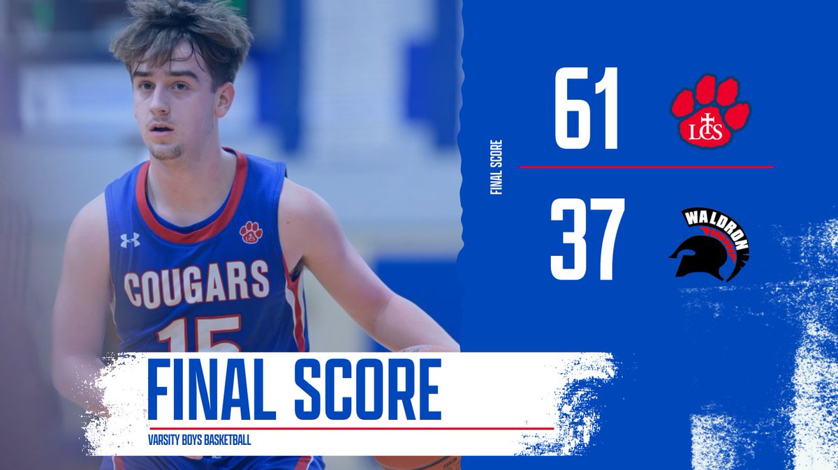 𝐅𝐈𝐍𝐀𝐋 🏀

Cougars win!  The Boys Varsity Basketball team defeats Waldron and will advance to the Regional Final on Thursday evening.  The Cougars will take on Concord at 7:00pm at Mendon HS.  Way to go, Cougars! 

#GoCougars #LCSAthletics #LenaweeChristianSchool⁣⁣