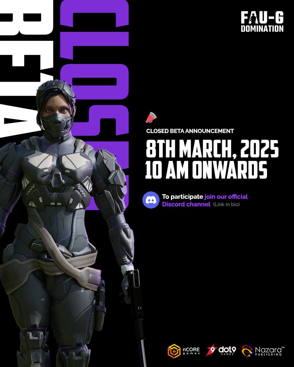 🚨 We're back with another exclusive round of closed beta access! Want to be a part of it? Join our official Discord server. 🎟️ 

Join now: discord.gg/official-fau-g…

#FAUG #FAUGDomination #Gaming #BetaLaunch