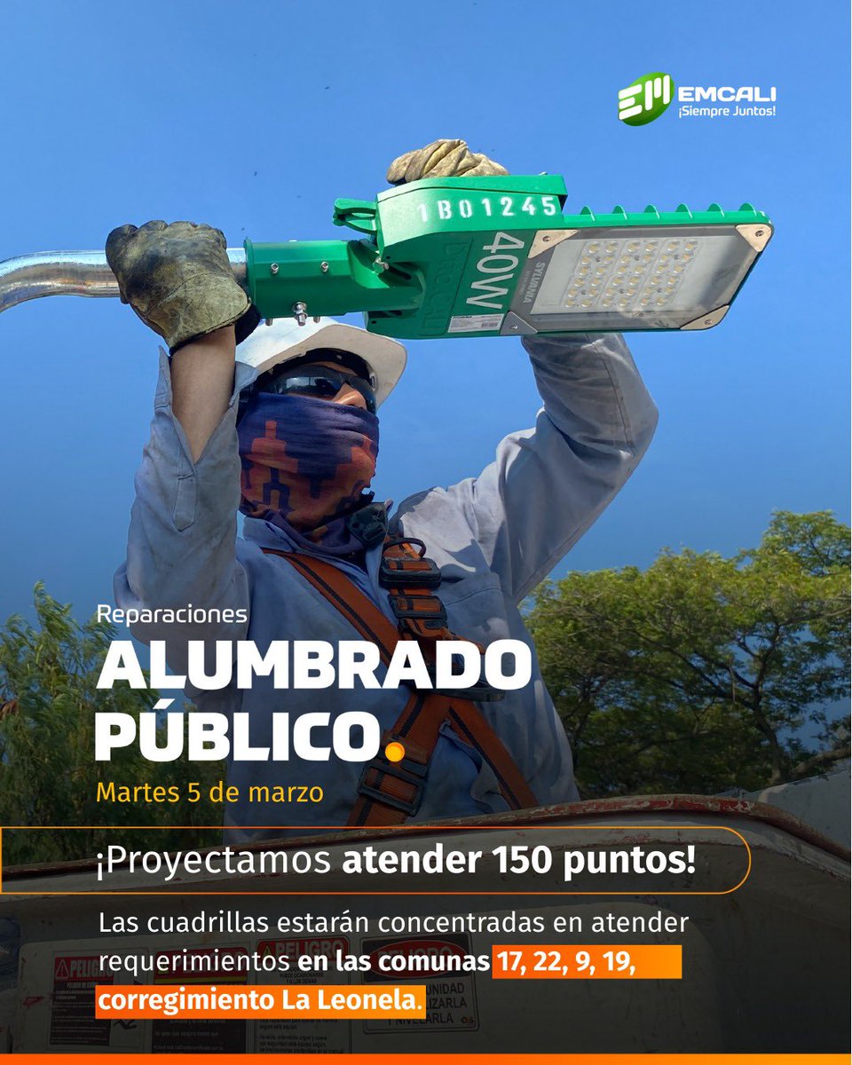 Conoce las comunas en las que estaremos reparando luminarias el día de hoy 👇🏼