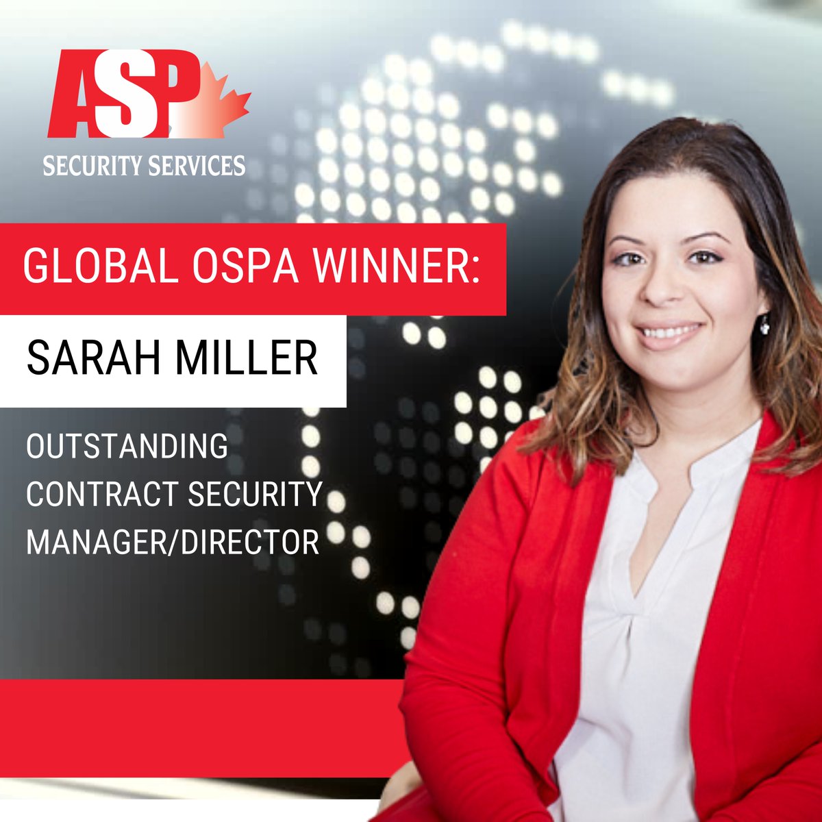 _ASPSecurity's tweet image. Please join @_ASPSecurity in celebrating Sarah Miller APP, SAS for receiving the inaugural Global #OSPA for Outstanding Contract Security Manager/Director, recognizing her as one of the top contract security management professionals in the world. We are immensely proud of her…