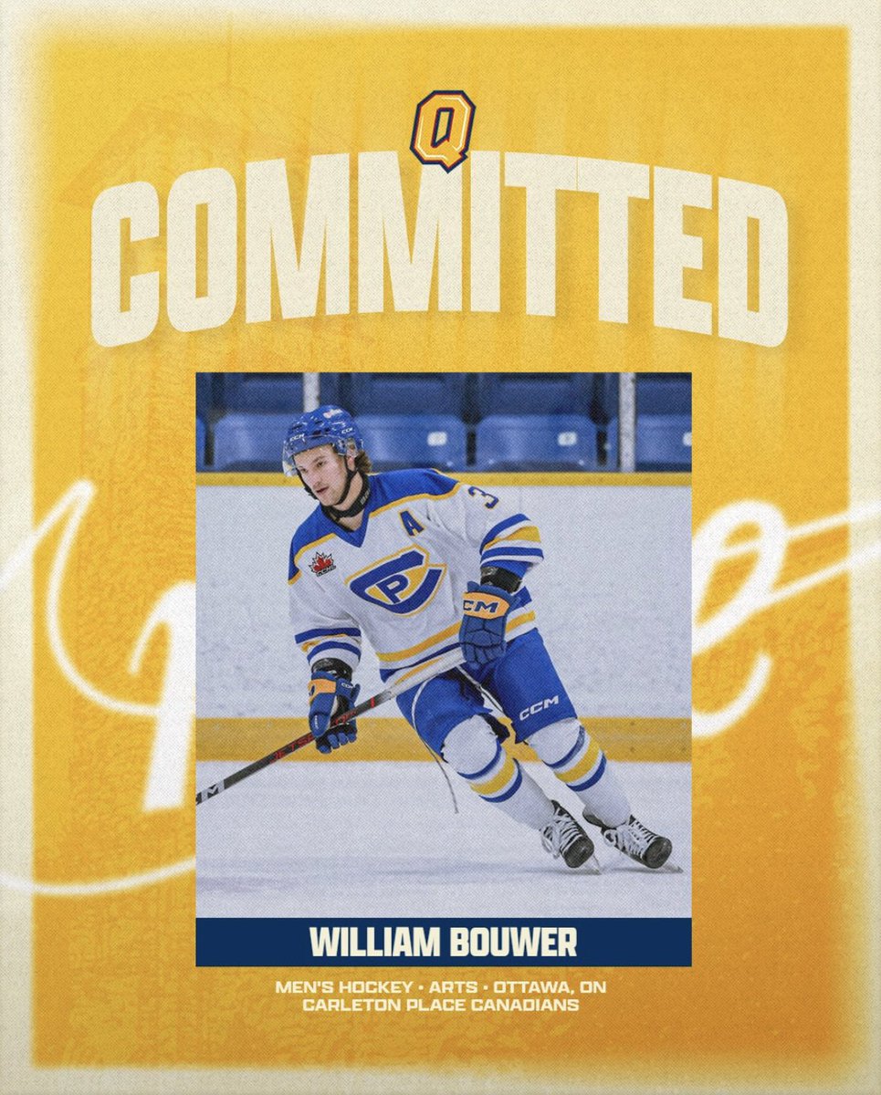 RECRUIT ALERT

We have received the commitment from <a href="/CPCANADIANS/">X - Carleton Place Canadians</a> forward William Bouwer for next season. Bouwer is having a career year with CPC, with 56 points in 48 games, 25 being goals. Welcome William! #KARMA #ChaGheill🇷🇴 #ForGold <a href="/queensgaels/">Queen's Gaels</a>