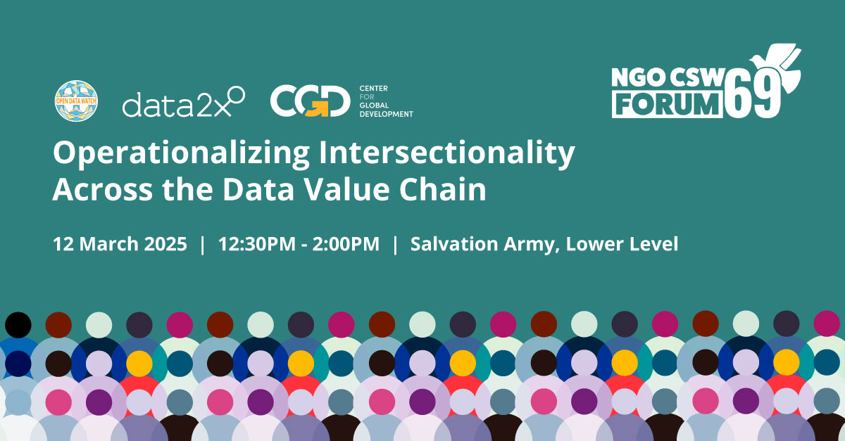 Data2X (@data2x) on Twitter photo Headed to #NYC for #CSW69? Join us, <a href="/CGDev/">Center for Global Development</a>, and <a href="/OpenDataWatch/">Open Data Watch</a> to discuss how intersectionality can advance inclusive data systems.
📅 March 12, 2025
🕒 12:30-2 PM
📍 Salvation Army (221 E. 52nd St)
Register: ngocsw69forum.events.whova.com/Agenda/4354560
#ngocsw69 <a href="/NGO_CSW_NY/">NGO CSW/NY</a> Headed to #NYC for #CSW69? Join us, <a href="/CGDev/">Center for Global Development</a>, and <a href="/OpenDataWatch/">Open Data Watch</a> to discuss how intersectionality can advance inclusive data systems.
📅 March 12, 2025
🕒 12:30-2 PM
📍 Salvation Army (221 E. 52nd St)
Register: ngocsw69forum.events.whova.com/Agenda/4354560
#ngocsw69 <a href="/NGO_CSW_NY/">NGO CSW/NY</a>