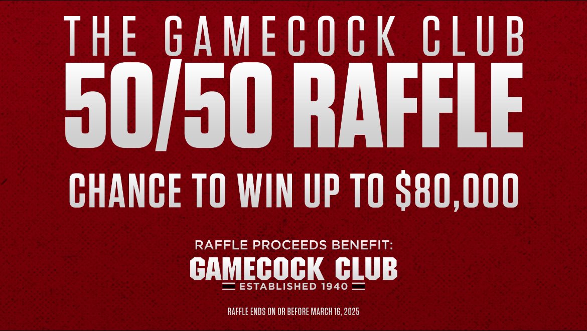 Cason Henry (@realcasonhenry) on Twitter photo Want the chance to win up to $80,000? Enter <a href="/TheGamecockClub/">The Gamecock Club</a>'s 50/50 raffle today.
➡️ gamecockclub5050.us.bumpcbnraffle.com
#Gamecocks | #ForeverToThee Want the chance to win up to $80,000? Enter <a href="/TheGamecockClub/">The Gamecock Club</a>'s 50/50 raffle today.
➡️ gamecockclub5050.us.bumpcbnraffle.com
#Gamecocks | #ForeverToThee