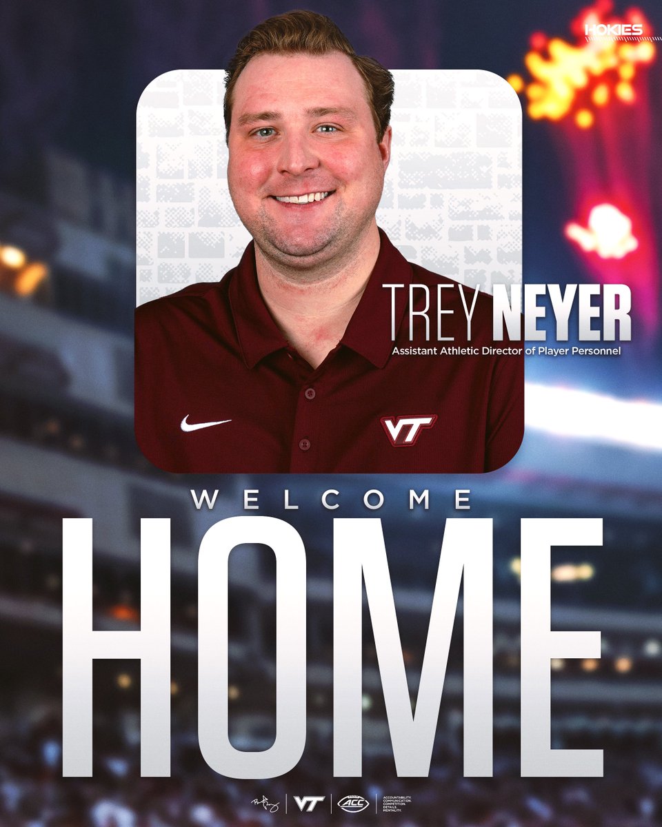 Virginia Tech Football (@hokiesfb) on Twitter photo Welcome Home our new Assistant AD of Player Personnel Trey Neyer 🦃
🔗 vthoki.es/ADPPHIre
#ThisIsHome | #TeamOverMe | <a href="/trey_neyer/">Trey Neyer</a> Welcome Home our new Assistant AD of Player Personnel Trey Neyer 🦃
🔗 vthoki.es/ADPPHIre
#ThisIsHome | #TeamOverMe | <a href="/trey_neyer/">Trey Neyer</a>