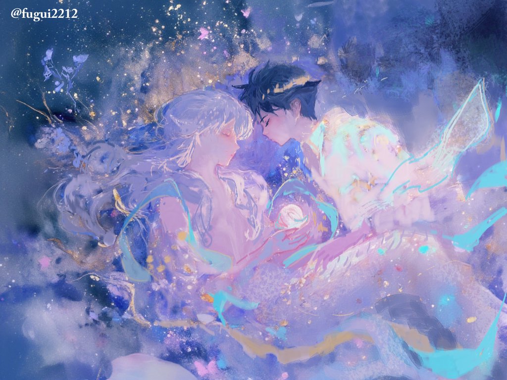 fugui2212's tweet image. [#gofushi] 🐚🪸🌊🧜‍♂️👑
From the shell, the ocean’s call,
A merman’s song, a love so pure.
The prince entranced, by waves&apos; embrace,
Two souls entwined, in time and space. 
#五伏 #呪術廻戦 #GojoSatoru #fushiguromegumi