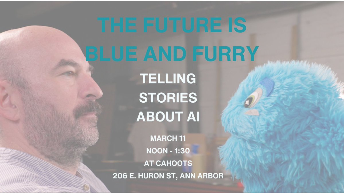 Join us for 'The Future is Blue and Furry: Telling Stories About AI.' This panel discussion will lead us through a discussion about our evolving personal relations with AI. RSVP to save your spot: eventbrite.com/e/the-future-i…
