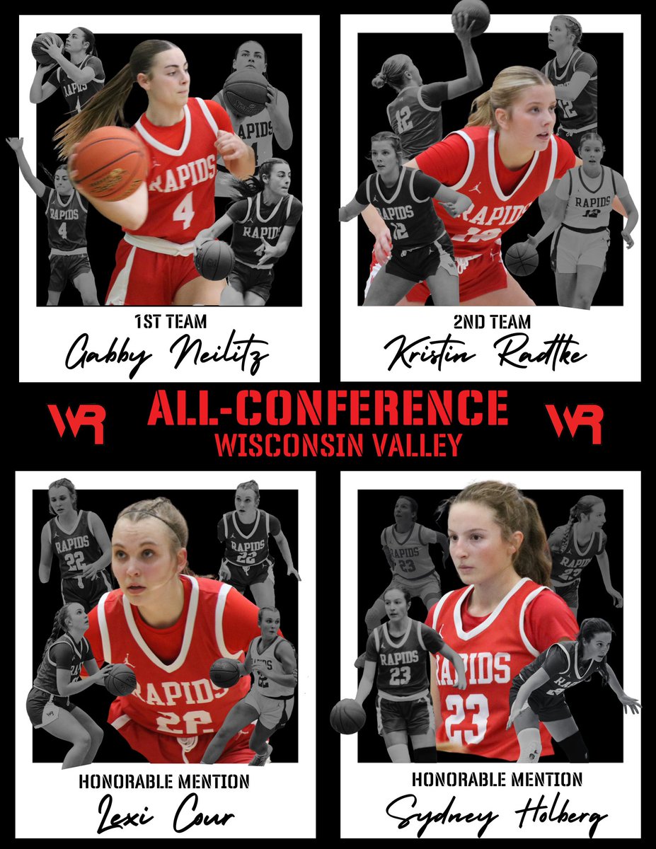 WR Girls Hoops (@wrgirlshoops) on Twitter photo Congratulations to our 2024-25 Wisconsin Valley All-Conference recipients! 
Gabby Neilitz - 1st Team
Kristin Radtke - 2nd Team
Lexi Cour - Honorable Mention
Sydney Holberg - Honorable Mention Congratulations to our 2024-25 Wisconsin Valley All-Conference recipients! 
Gabby Neilitz - 1st Team
Kristin Radtke - 2nd Team
Lexi Cour - Honorable Mention
Sydney Holberg - Honorable Mention