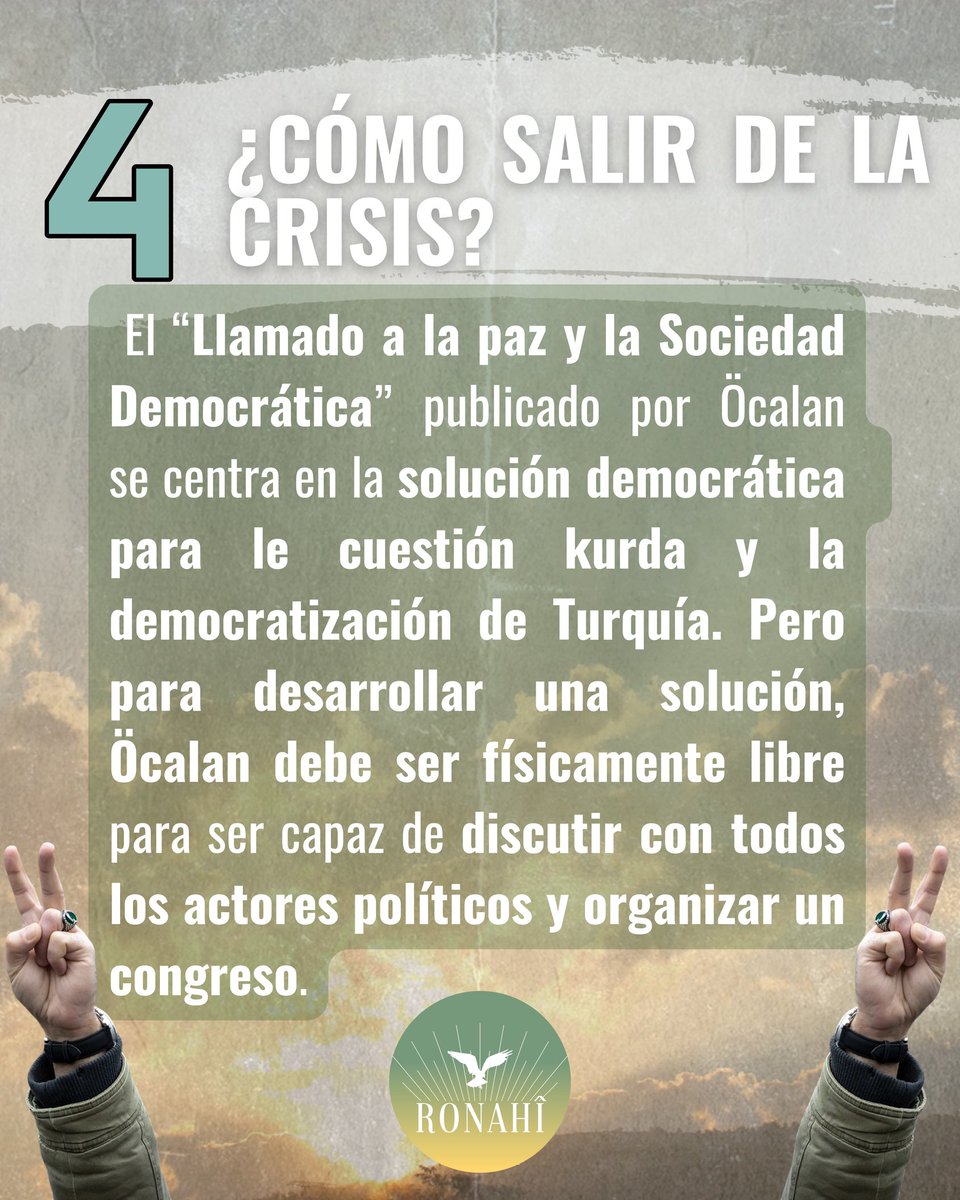 RonahiJuventud's tweet photo. ➿ El Movimiento de Liberación Kurdo ha conseguido salir reforzado de la situación. A la República Turca no le quedan muchas opciones sobre la mesa: dialogar la paz o ser destruidospor las fuerzas hegemonicas.

Aquí, A. Öcalan toma la iniciativa y propone la solución. https://t.co/l6uwFwTqbr
