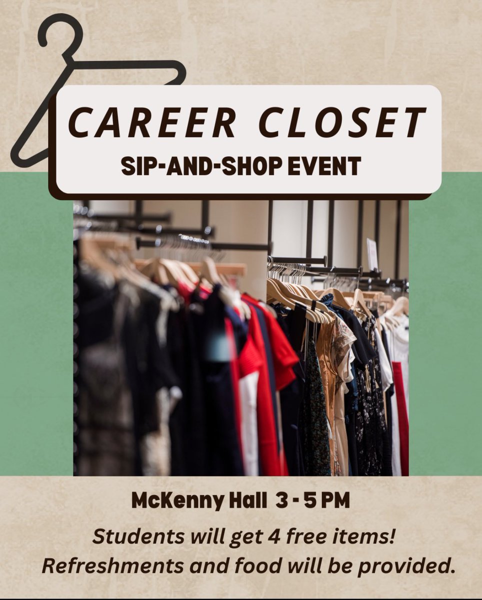 #UGS45 presenters: don’t forget! The (free) Career Closet event for Symposium presenters is today! 

We’ll see you in McKenny at 3:00 p.m.