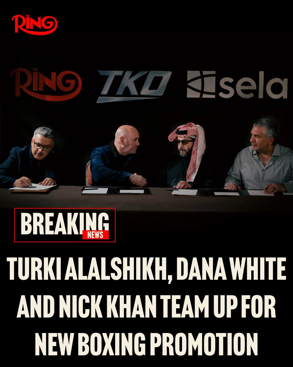 ringmagazine's tweet photo. ‼️ ANNOUNCED: Turki Alalshikh and TKO have signed a multi-year partnership to establish a new boxing promotion with executive leadership anchored by UFC President Dana White and WWE President Nick Khan. The new promotion will feature:

🥊 A highly structured system to develop new talent from around the world, including athlete combines and academies
🥊 Access for all boxers to the UFC Performance Institute, the world’s leading combat sports performance training, research, rehabilitation, and nutrition center
🥊 TKO’s production, media, and promotional expertise, to deliver both in-arena experiences and top-tier, state-of-the-art broadcasts to fans around the world

📋 Further details about the new boxing promotion, including fighter signings, fight schedules, venues, and host locations, will be revealed in the coming months.