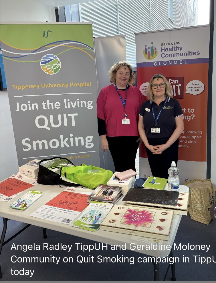 TipperaryUH's tweet image. Quit smoking with the help of Angela and Geraldine -no time like the present get the professionals to help and support you through the Quit programme