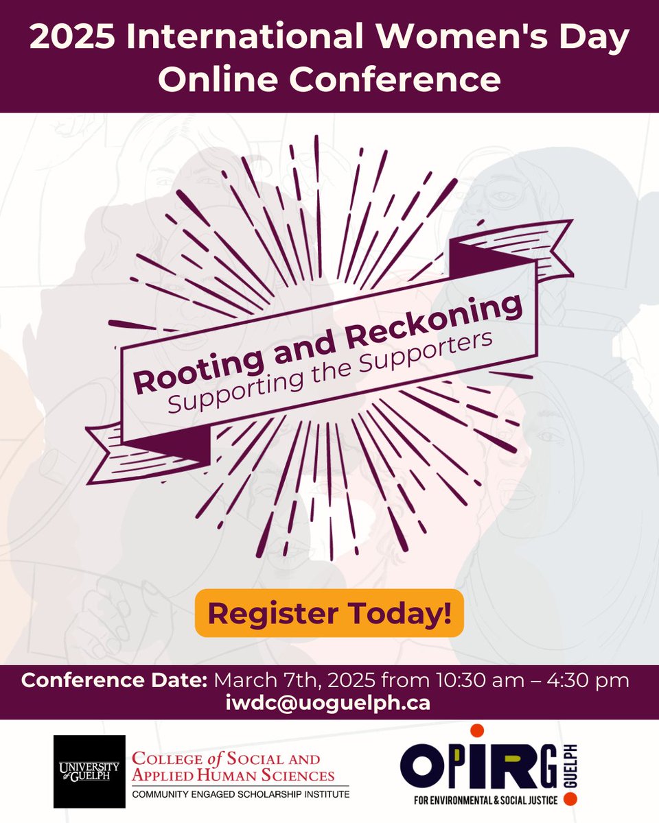 CESI Guelph (@cesiguelph) on Twitter photo We are two days away from the 8th annual International Women's Day Conference <a href="/CSAHS_UoG/">CSAHS, University of Guelph</a>! Join us online on Friday March 7. Open to all! Register - bit.ly/3EOc1pv #IWD2025 #RootingandReckoning We are two days away from the 8th annual International Women's Day Conference <a href="/CSAHS_UoG/">CSAHS, University of Guelph</a>! Join us online on Friday March 7. Open to all! Register - bit.ly/3EOc1pv #IWD2025 #RootingandReckoning