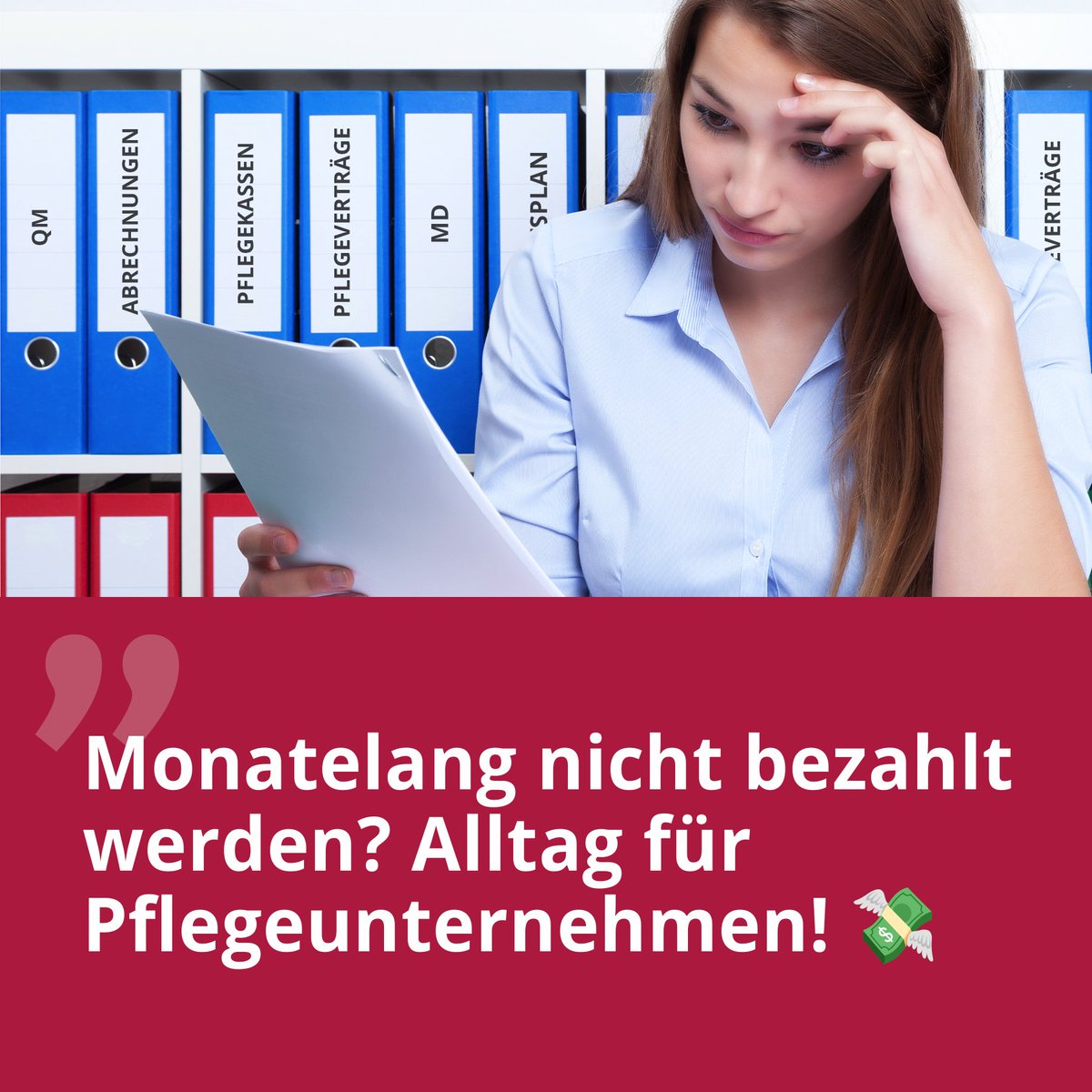 Pflegeanbieter müssen monatelang auf ihr Geld warten, weil #Pflege​kassen &amp; Sozialhilfeträger ihre Rechnungen zu spät begleichen.

An Strafzinsen bei Zahlungsverzug führt kein Weg mehr vorbei: Ohne finanzielle Sicherheit keine Versorgungssicherheit!
