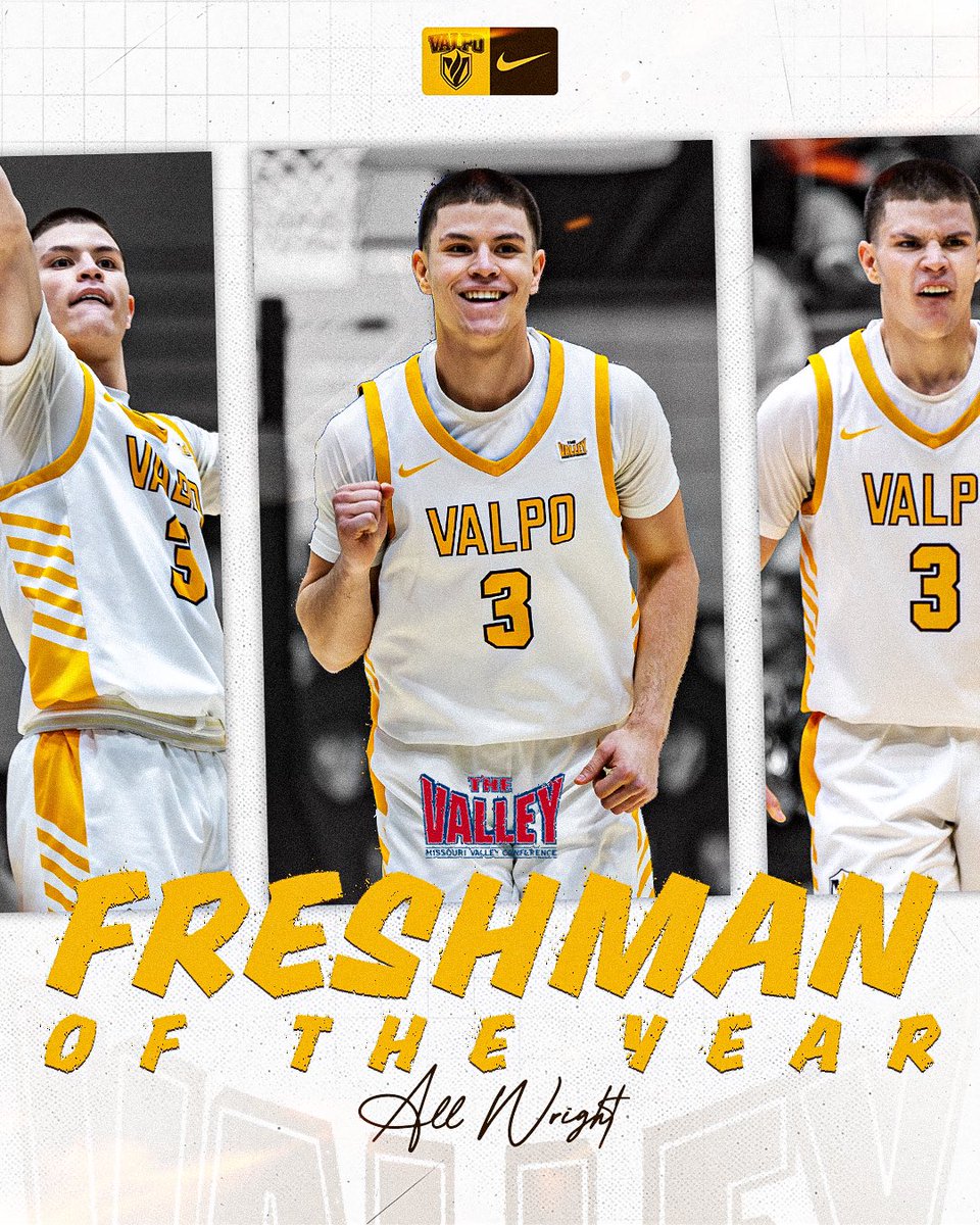 <a href="/allwrightttt/">All Wright</a> named MVC Freshman of The Year 🔥

All averaged 16.4 PPG in The Valley ‼️

All becomes the 5️⃣th Valpo freshman to win a league Freshman/Newcomer of the Year Award, joining teammate Cooper Schwieger, Valpo Athletics Hall of Famers Lubos Barton and Bryce Drew as well