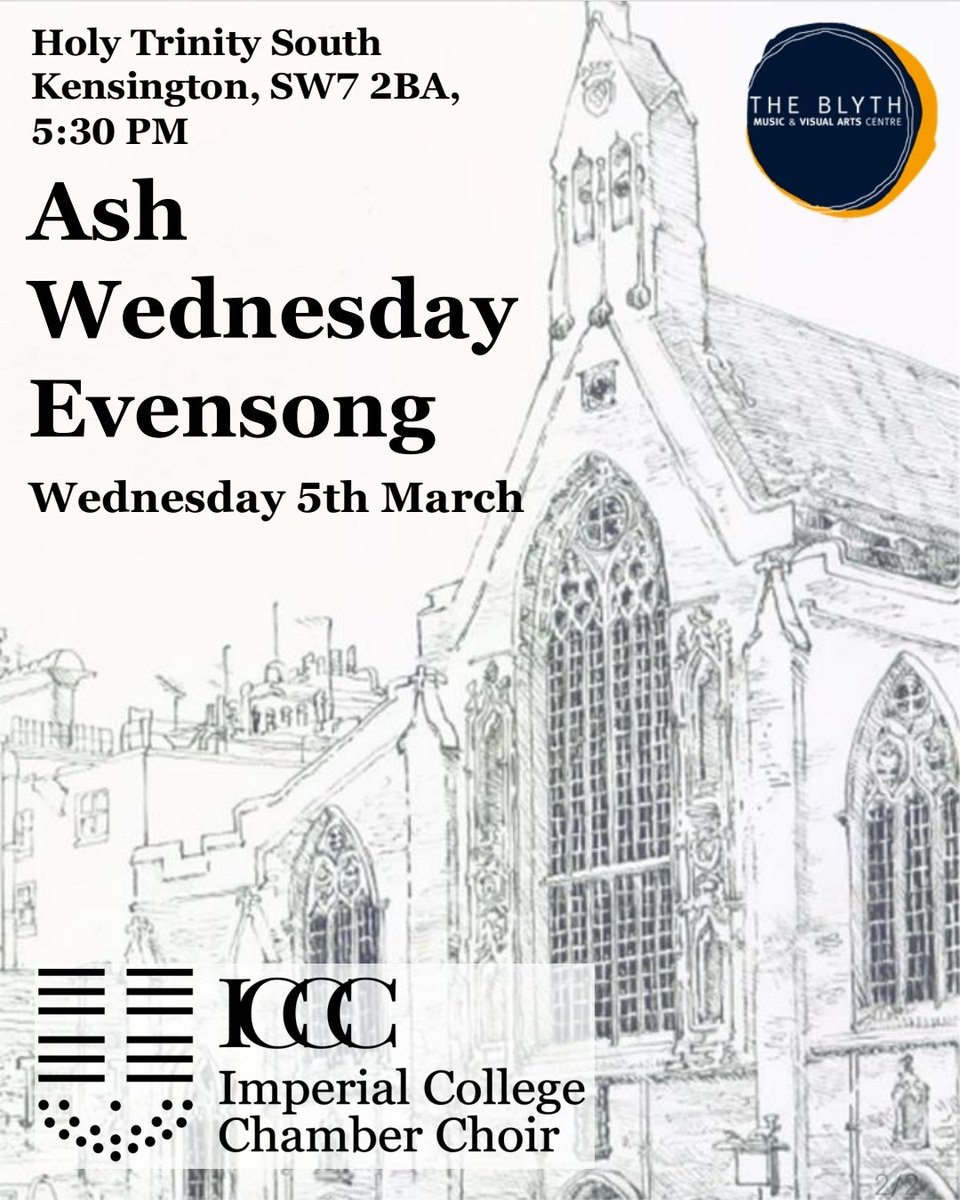 Imperial College Chamber Choir | EASTER TOUR π (@icchamberchoir) on Twitter photo Today 5.30pm at <a href="/HTSKchurch/">Holy Trinity Church, South Kensington</a> is our Ash Wednesday Evensong! We would love to see you there to share some beautiful music by composers such as Purcell, Morley and Hurd. Today 5.30pm at <a href="/HTSKchurch/">Holy Trinity Church, South Kensington</a> is our Ash Wednesday Evensong! We would love to see you there to share some beautiful music by composers such as Purcell, Morley and Hurd.