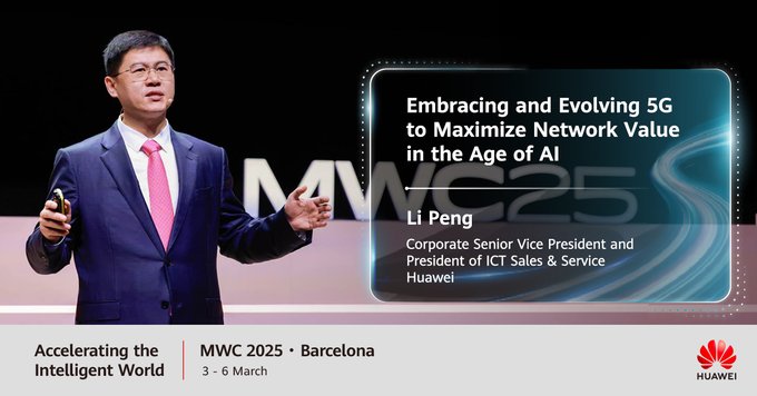 Huawei EU (@huaweieu) on Twitter photo "By embracing and evolving #5G, we can unlock the infinite potential of mobile networks,” #Huawei Corporate SVP and President of ICT Sales & Service Li Peng highlighted during his keynote at #MWC25. “Together, we can shape the DNA for an intelligent world." Read more about how "By embracing and evolving #5G, we can unlock the infinite potential of mobile networks,” #Huawei Corporate SVP and President of ICT Sales & Service Li Peng highlighted during his keynote at #MWC25. “Together, we can shape the DNA for an intelligent world." Read more about how
