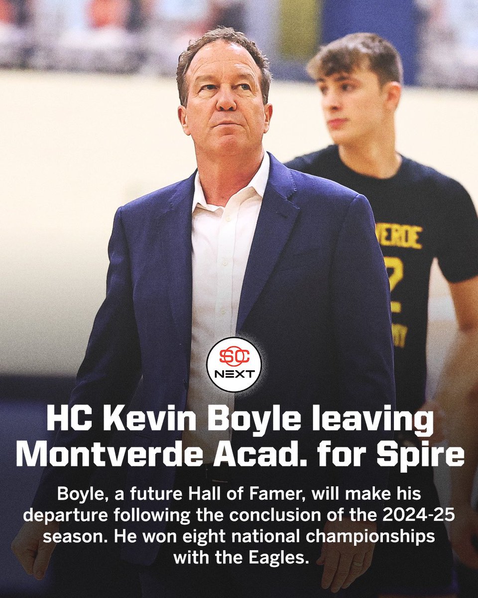 SportsCenter NEXT (@scnext) on Twitter photo Head Coach Kevin Boyle is leaving powerhouse Monteverde Academy (FL) to coach Spire Academy (OH) once the season concludes, per <a href="/DraftExpress/">Jonathan Givony</a>
Boyle coached Ben Simmons, Joel Embiid, Cooper Flagg, DiAngelo Russell, Cade Cunningham, and more at Montverde Academy. Head Coach Kevin Boyle is leaving powerhouse Monteverde Academy (FL) to coach Spire Academy (OH) once the season concludes, per <a href="/DraftExpress/">Jonathan Givony</a>
Boyle coached Ben Simmons, Joel Embiid, Cooper Flagg, DiAngelo Russell, Cade Cunningham, and more at Montverde Academy.