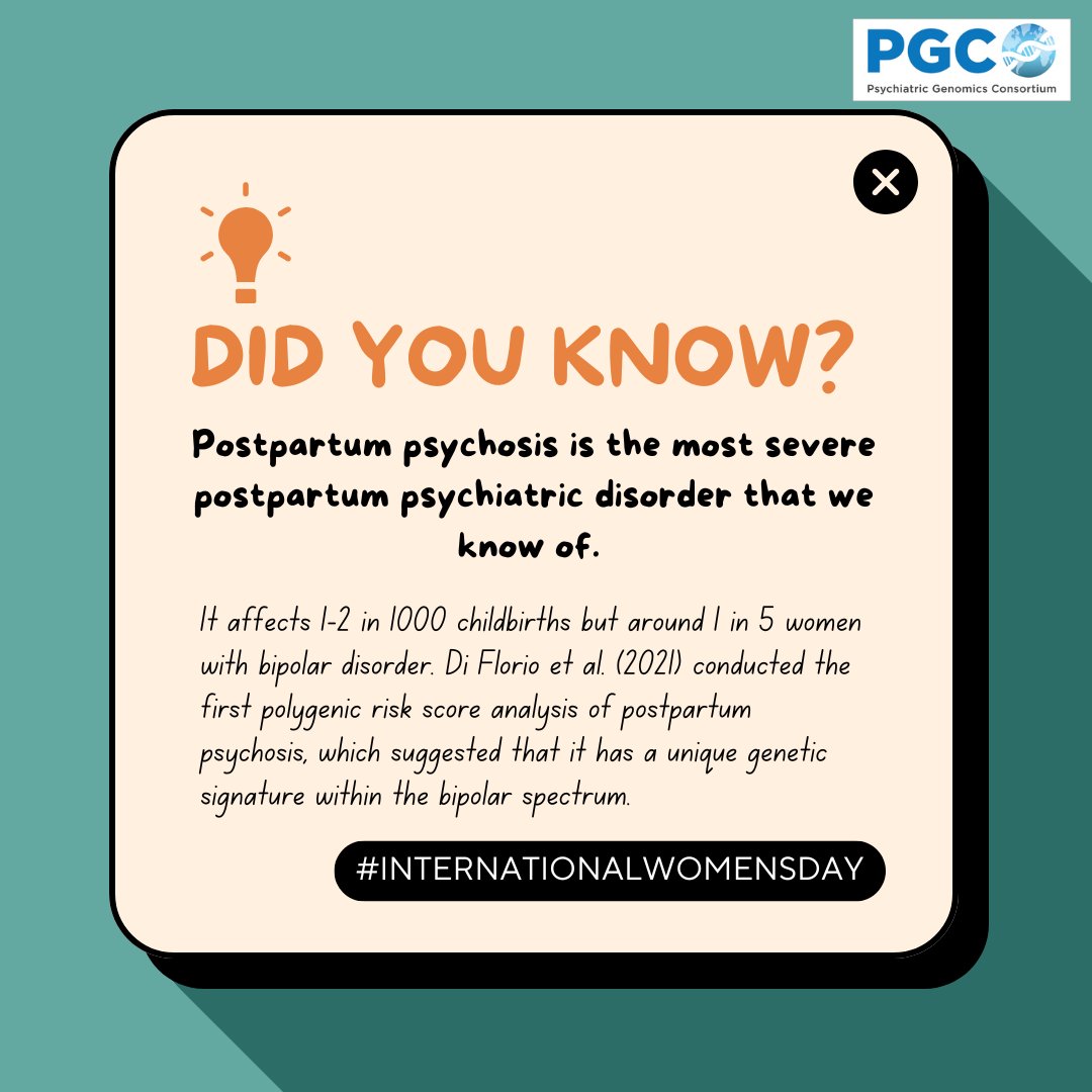 PGCgenetics's tweet photo. 1/ The postpartum period is a time of significant risk for psychiatric disorders for women yet we still know little about postpartum psychosis—Is it bipolar disorder triggered by childbirth, or something distinct? 🤔
A recent paper suggests PP has a unique genetic profile. 🧬🧠 https://t.co/gXySXqLXeH