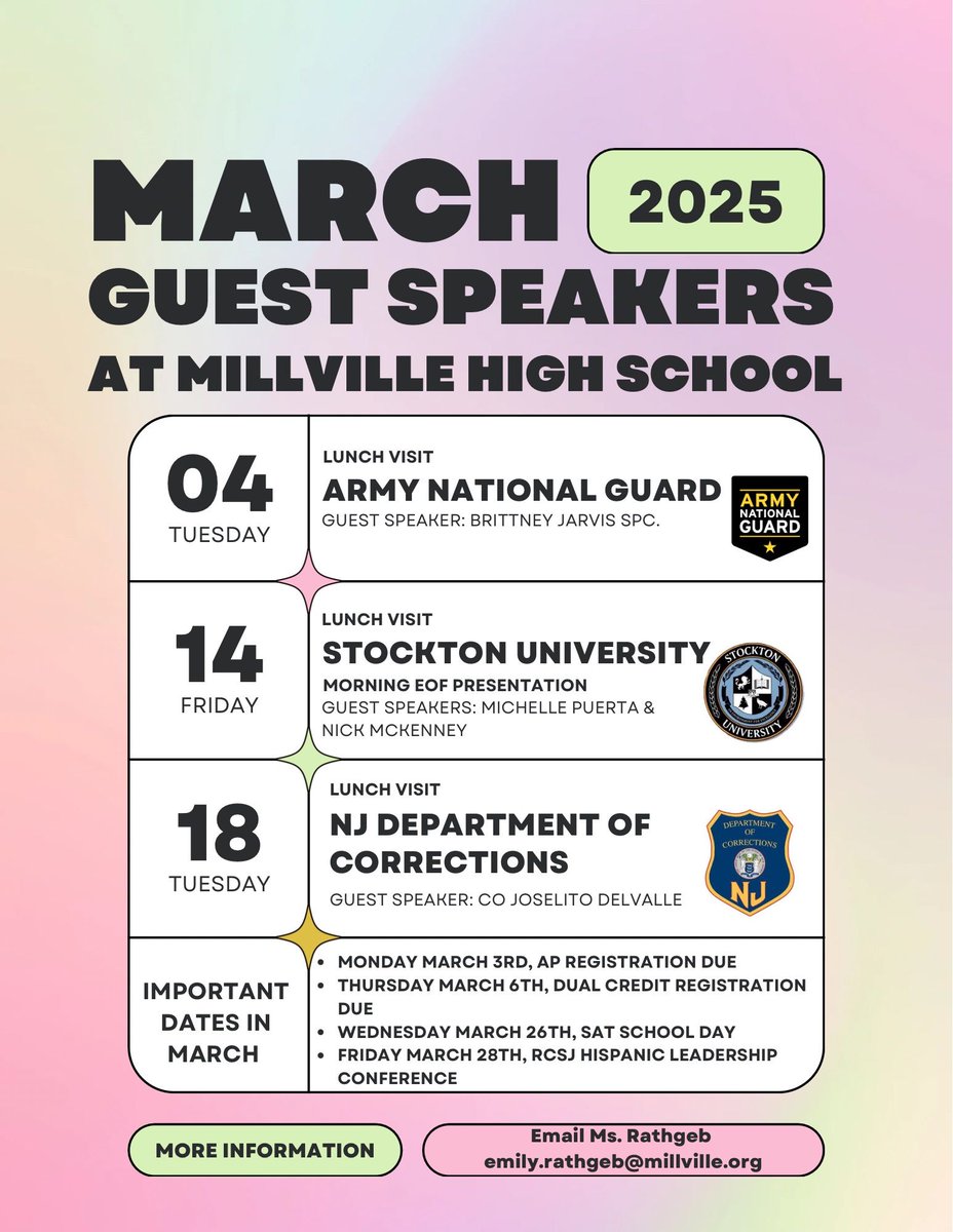 Check out the important events happening at MHS during the month of March. Any interested student can sign up to attend by contacting our College &amp; Career Counselor, Emily Rathgeb.