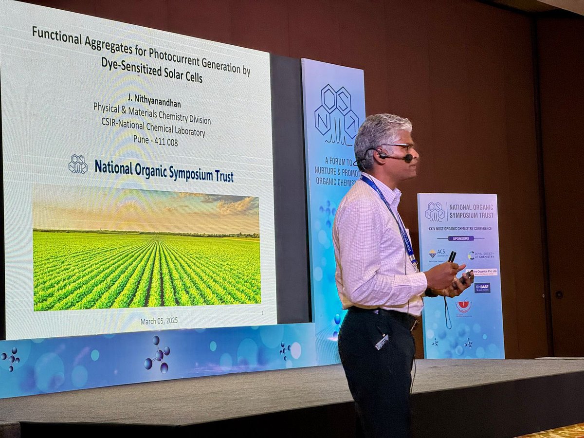 NOST (@nost_india) on Twitter photo Dr. J. Nithyanandan (CSIR-NCL Pune <a href="/csir_ncl/">CSIR-National Chemical Laboratory</a>) delivered an engaging flash presentation at #NOSTOCC2025, sharing exciting advancements in chemistry! Rapid insights, big impact! #FlashTalk #Innovation #OrganicChemistry Dr. J. Nithyanandan (CSIR-NCL Pune <a href="/csir_ncl/">CSIR-National Chemical Laboratory</a>) delivered an engaging flash presentation at #NOSTOCC2025, sharing exciting advancements in chemistry! Rapid insights, big impact! #FlashTalk #Innovation #OrganicChemistry