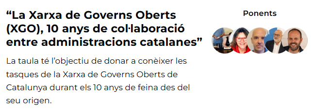 AOC (@consorciaoc) on Twitter photo 🗓️13/03 - SESSIÓ #CGD2025: "La Xarxa de Governs Oberts (XGO), 10 anys de col·laboració entre administracions catalanes"
⌚13.15h a 14.00h - Plaça de la Revolució
🗣️Amb <a href="/RooDolors/">Dolors Roo Garcia</a>, <a href="/abrunso/">Anna Brunsó ツ</a>, Òliver Garcia, Lluís Corominas i <a href="/FerranFarriol/">ferran farriol vilà</a>
🔗governdigital.cat/event/xarxa-go… 🗓️13/03 - SESSIÓ #CGD2025: "La Xarxa de Governs Oberts (XGO), 10 anys de col·laboració entre administracions catalanes"
⌚13.15h a 14.00h - Plaça de la Revolució
🗣️Amb <a href="/RooDolors/">Dolors Roo Garcia</a>, <a href="/abrunso/">Anna Brunsó ツ</a>, Òliver Garcia, Lluís Corominas i <a href="/FerranFarriol/">ferran farriol vilà</a>
🔗governdigital.cat/event/xarxa-go…