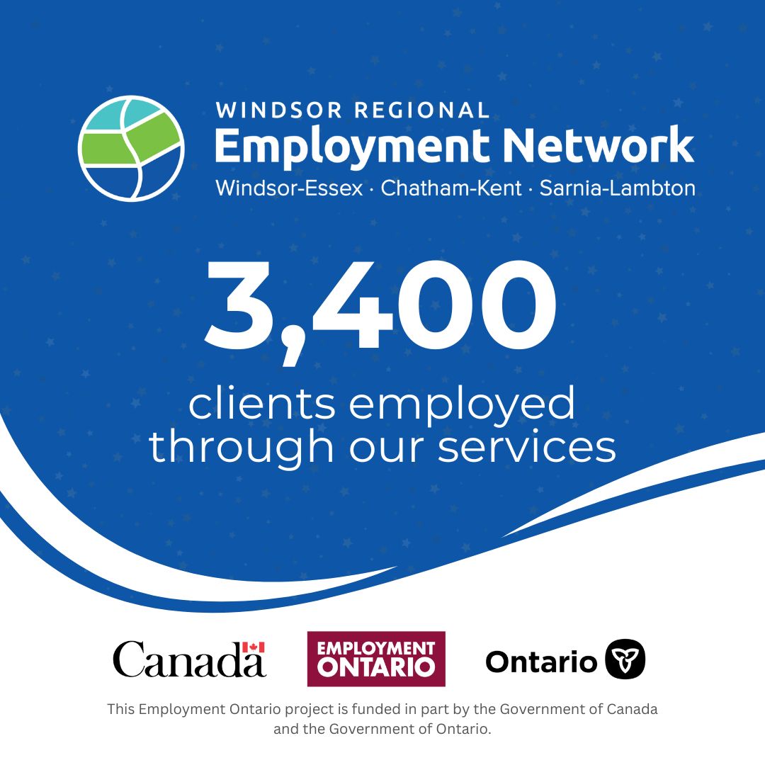 Thanks to the support of local employment service providers of the <a href="/WRE_Network/">Windsor Regional Employment Network (WREN)</a>, over 3,400 individuals have successfully found employment! 🎉

We're proud to celebrate this achievement and the ongoing efforts to create opportunities, build careers, and retain local talent.