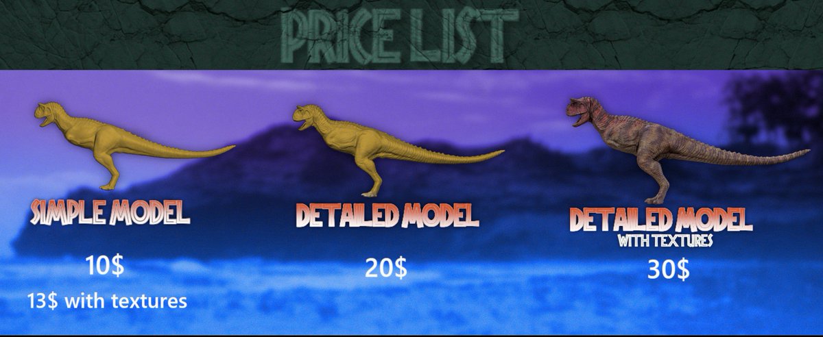patrik_cauan's tweet image. price list. i,ll keep them low for now since im just starting!!
#JurassicPark #Commission