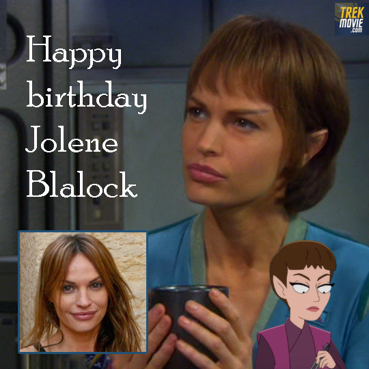 TrekMovie's tweet photo. We wish a very happy birthday to Jolene Blalock, who played T'Pol on #StarTrekEnterprise—as well as her second foremother, T'Mir, in the episode "Carbon Creek." She surprised fans in 2024 by returning to the franchise as T'Pol in #StarTrekLowerDecks! https://t.co/LeNmUoEObE