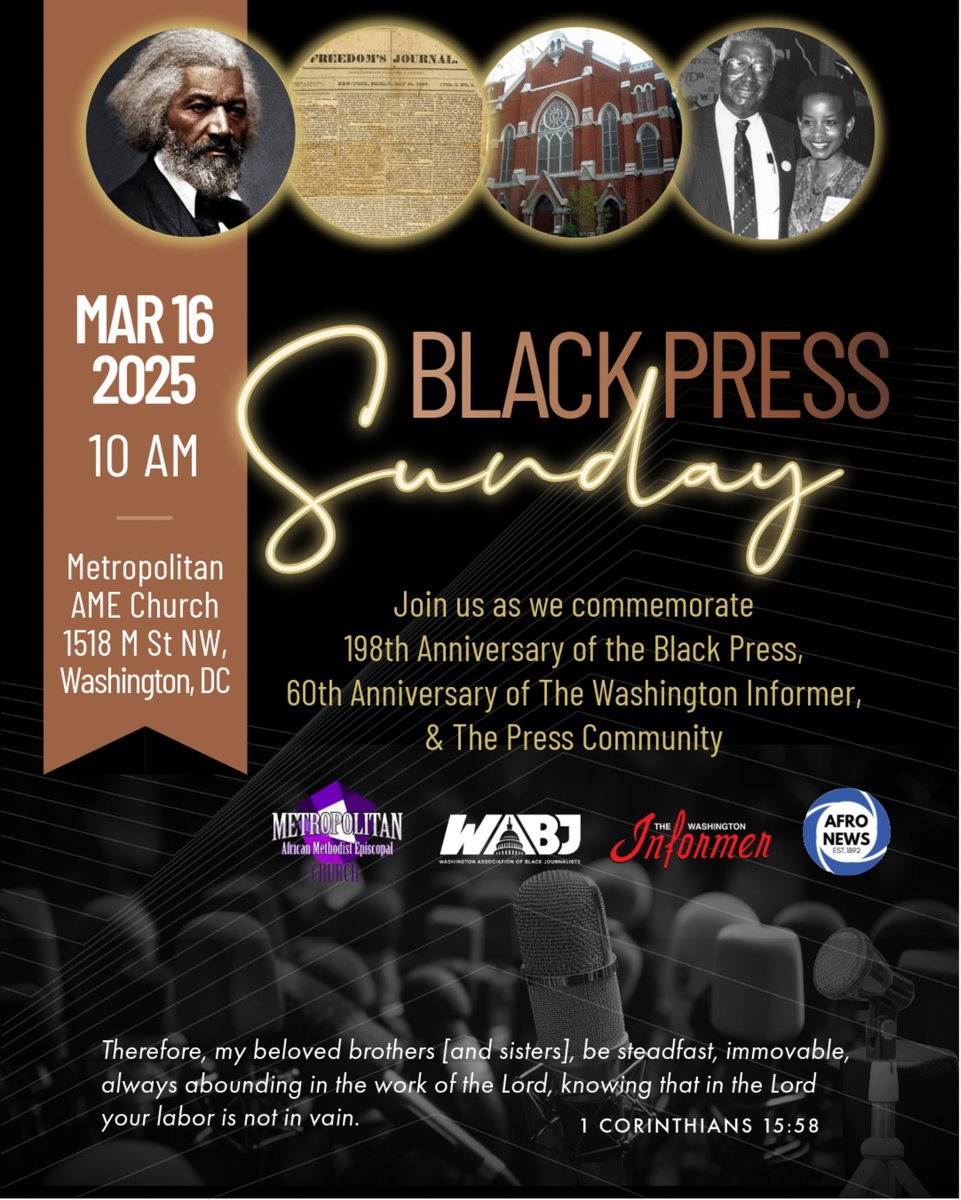 Black Press Sunday - March 16, 2025 Celebrating 198 years of the Black Press and 60 years of <a href="/washinformer/">Washington Informer</a>