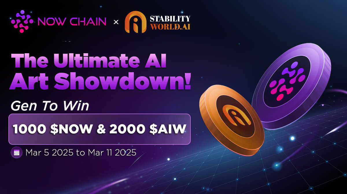 NOWChain🛬 TOKEN2049 (@nowchainx) on Twitter photo 🎉 NOWChain x Stability World AI – The Ultimate AI Art Showdown! 🎨
Time to get creative with the power of AI!
We're teaming up with <a href="/StabilityW_AI/">Stability World AI</a> for a special event where you can showcase your imagination and earn rewards.
How to Join:
1️⃣ Use the Stability World AI miniapp 🎉 NOWChain x Stability World AI – The Ultimate AI Art Showdown! 🎨
Time to get creative with the power of AI!
We're teaming up with <a href="/StabilityW_AI/">Stability World AI</a> for a special event where you can showcase your imagination and earn rewards.
How to Join:
1️⃣ Use the Stability World AI miniapp