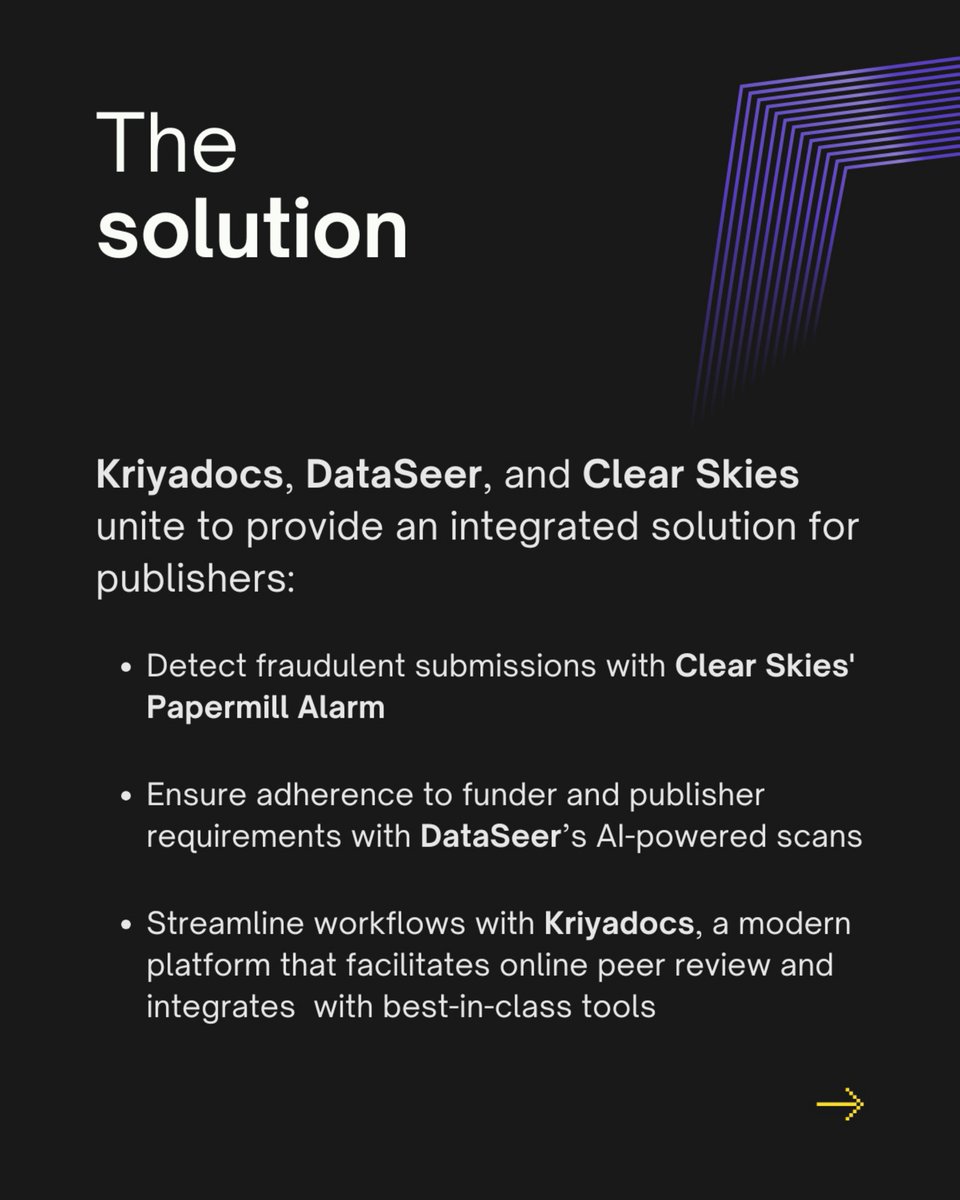 [1/2] In partnership with DataSeer and <a href="/ClearSkiesAdam/">Adam Day</a>, we can help publishers tackle fraud detection, improve transparency and reproducibility, and more.
