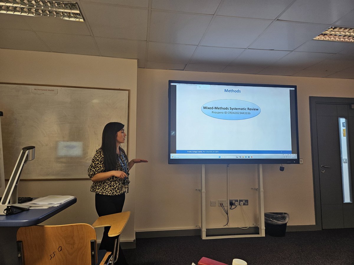 Thelma Begley (@begleythelma) on Twitter photo Lisa Kirwan presenting systematic review on Healthcare Professional experience of caring for adolescents with mental health difficulties in acute children's services. <a href="/TCD_TRiCC/">Trinity Research in Childhood Centre (TRiCC)</a> <a href="/ImeldaCoyne/">Professor Imelda coyne</a> <a href="/TCD_SNM/">School of Nursing & Midwifery, TCD</a> Lisa Kirwan presenting systematic review on Healthcare Professional experience of caring for adolescents with mental health difficulties in acute children's services. <a href="/TCD_TRiCC/">Trinity Research in Childhood Centre (TRiCC)</a> <a href="/ImeldaCoyne/">Professor Imelda coyne</a> <a href="/TCD_SNM/">School of Nursing & Midwifery, TCD</a>