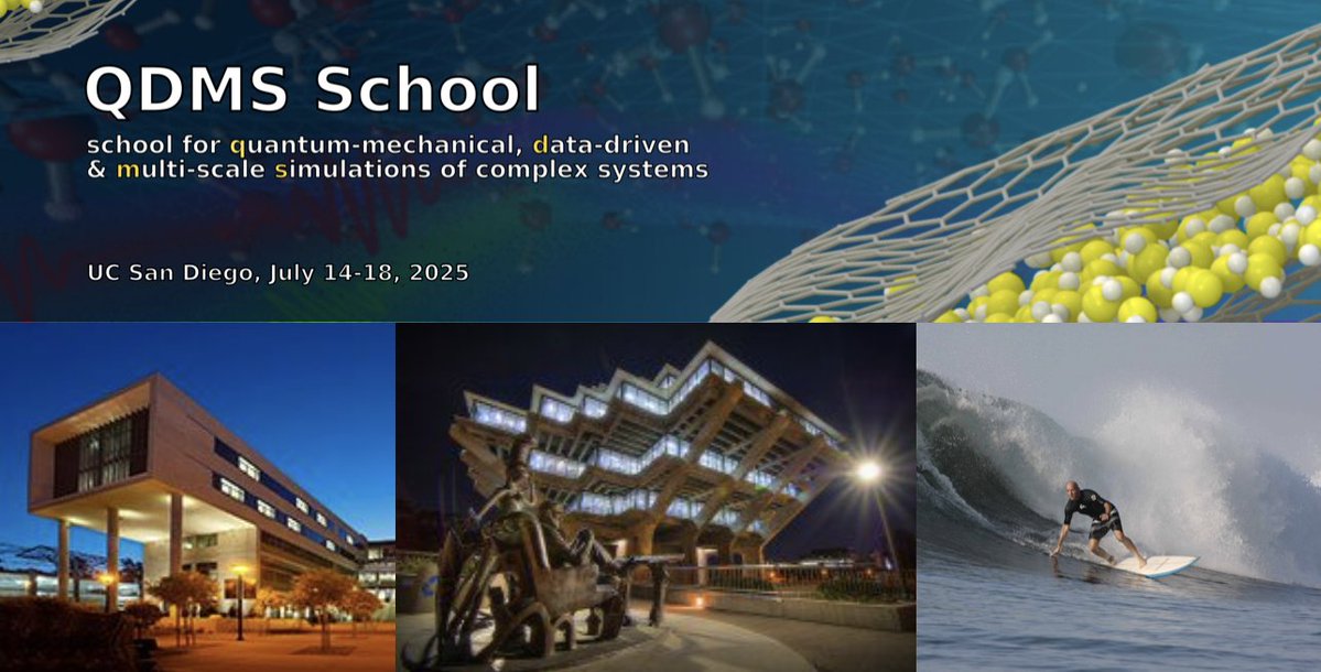 Paesani Lab (@paesanilab) on Twitter photo 🚨 Applications are now open! 🚨
Join us at <a href="/UCSanDiego/">UC San Diego</a> on July 14-18 for the 2025 School for Quantum-Mechanical, Data-Driven, and Multi-Scale Simulations!
🖥️ Gain hands-on experience in cutting-edge computational techniques, from ab initio simulations to embedding schemes to 🚨 Applications are now open! 🚨
Join us at <a href="/UCSanDiego/">UC San Diego</a> on July 14-18 for the 2025 School for Quantum-Mechanical, Data-Driven, and Multi-Scale Simulations!
🖥️ Gain hands-on experience in cutting-edge computational techniques, from ab initio simulations to embedding schemes to