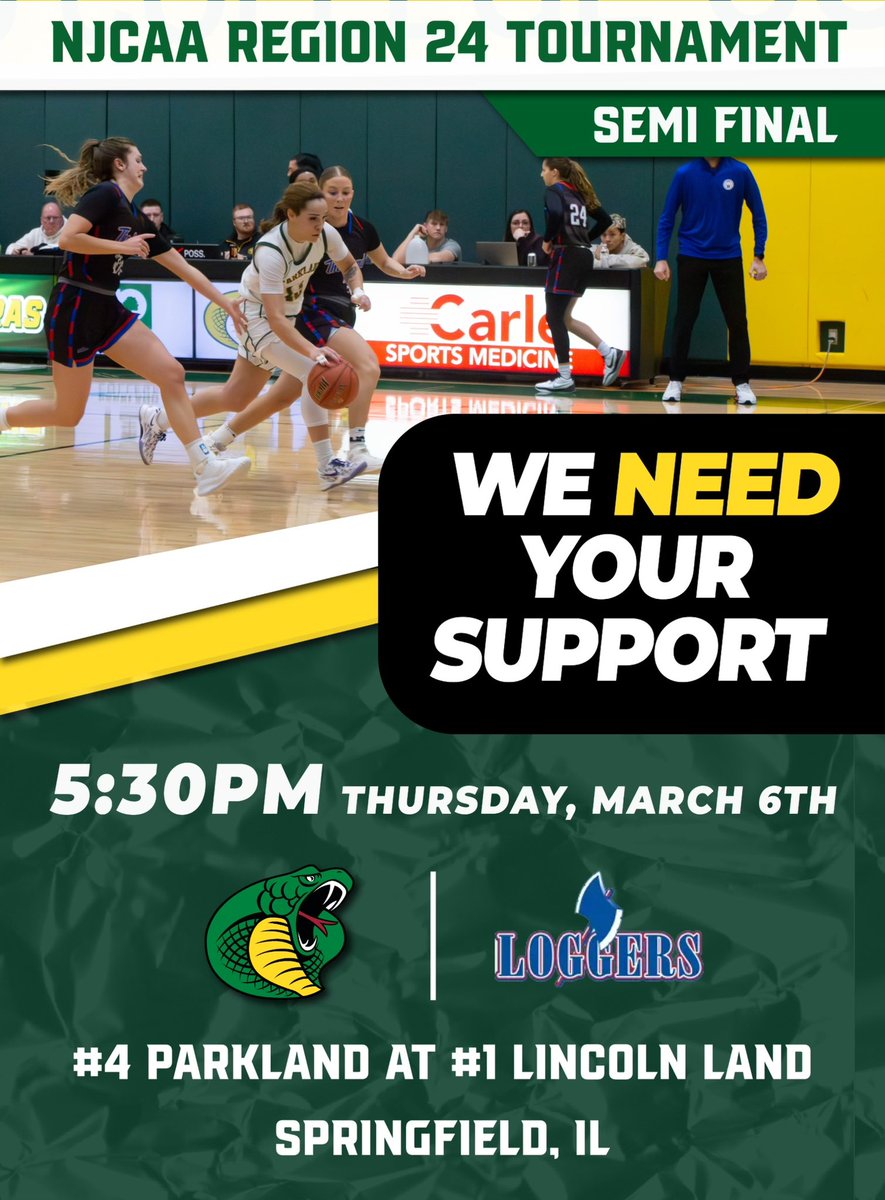 We need your support tomorrow as we battle Lincoln Land in the tournament semi final!