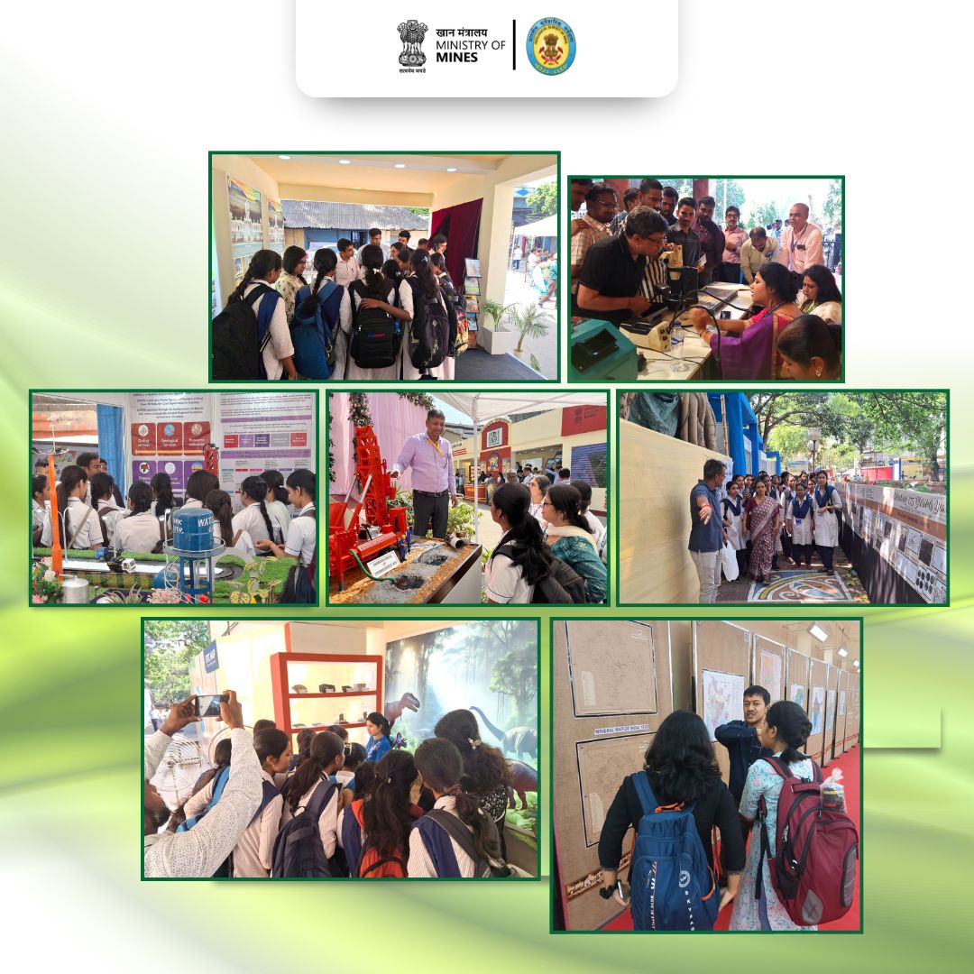 GeologyIndia's tweet photo. As part of #175YearsofGSI celebrations, the exhibition in Kolkata welcomed students from Shri Shikshayatan School, RKSMVV Kolkata, Asutosh College, and Ramkrishna Sarada Mission Vivekananda Vidyabhaban, where they explored diverse engaging and interactive exhibits, gaining a rich and insightful geoscientific experience.