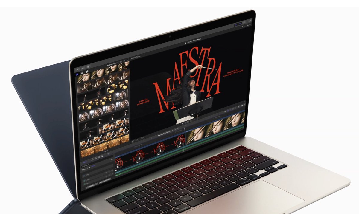 finalcutgod's tweet image. #finalcutpro seen in landing page promo material for Apple&apos;s newest M4 Macbook Air .

The MBA has become so optimized and powerful over the years that it&apos;s become less of a taboo to edit video on their cheapest laptop.

I edited with the base MBA M1 for two years and surprisingly…