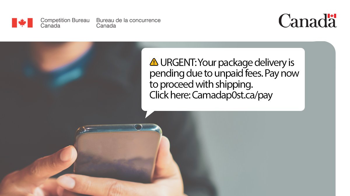 🚨 Slow down! 🚨 

Fraudsters are getting better at sending fake texts designed to make you act quickly.

Always question texts and calls that demand immediate action. #FPM2025

Tips to avoid being scammed: competition-bureau.canada.ca/fraud-and-scam…