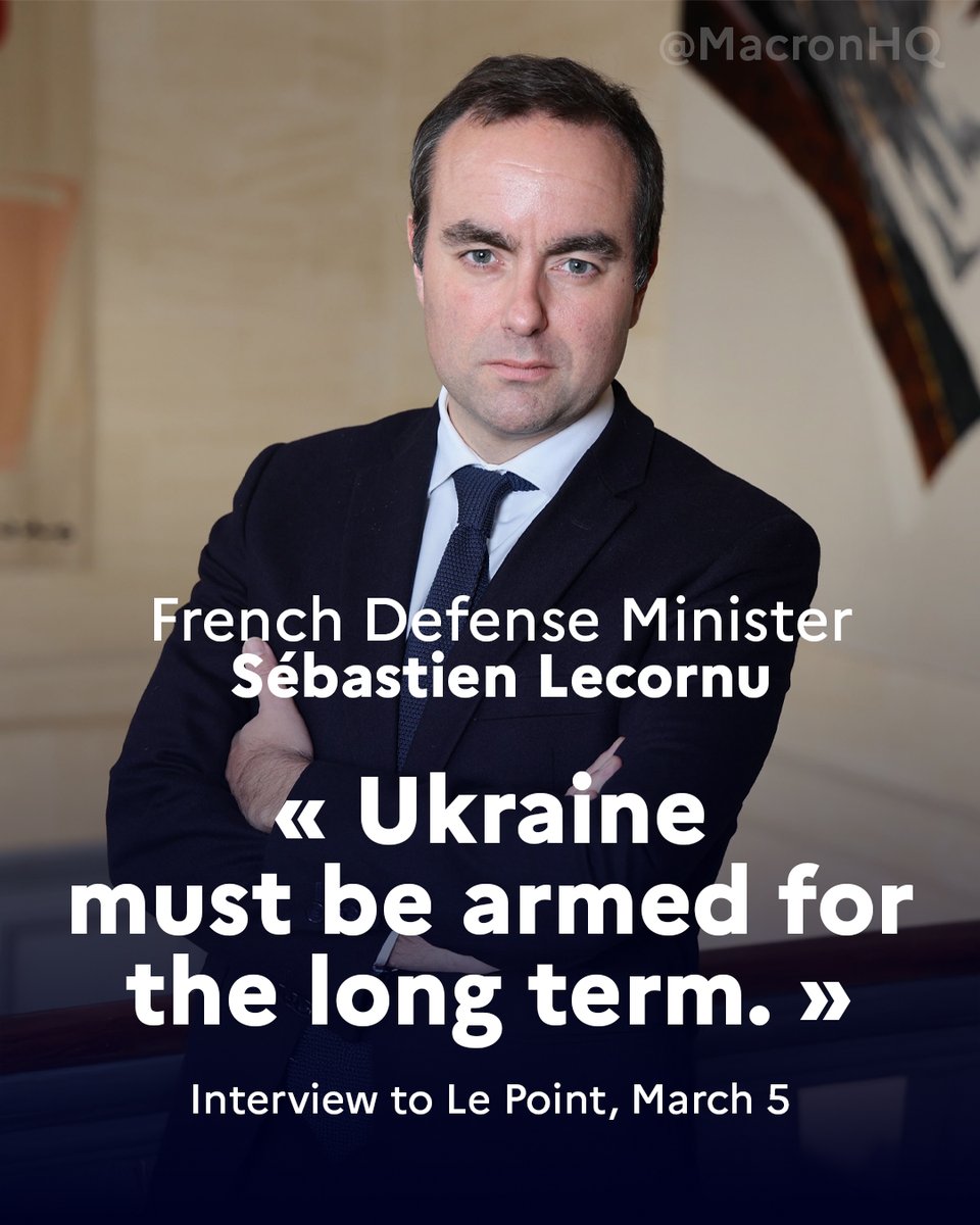 🚨 French Defense Minister <a href="/SebLecornu/">Sébastien Lecornu</a> says Europe must draw lessons from Russia's behavior since 2008 and arm Ukraine for the long term. 

France will never let Ukraine down 🇫🇷🤝🇺🇦
