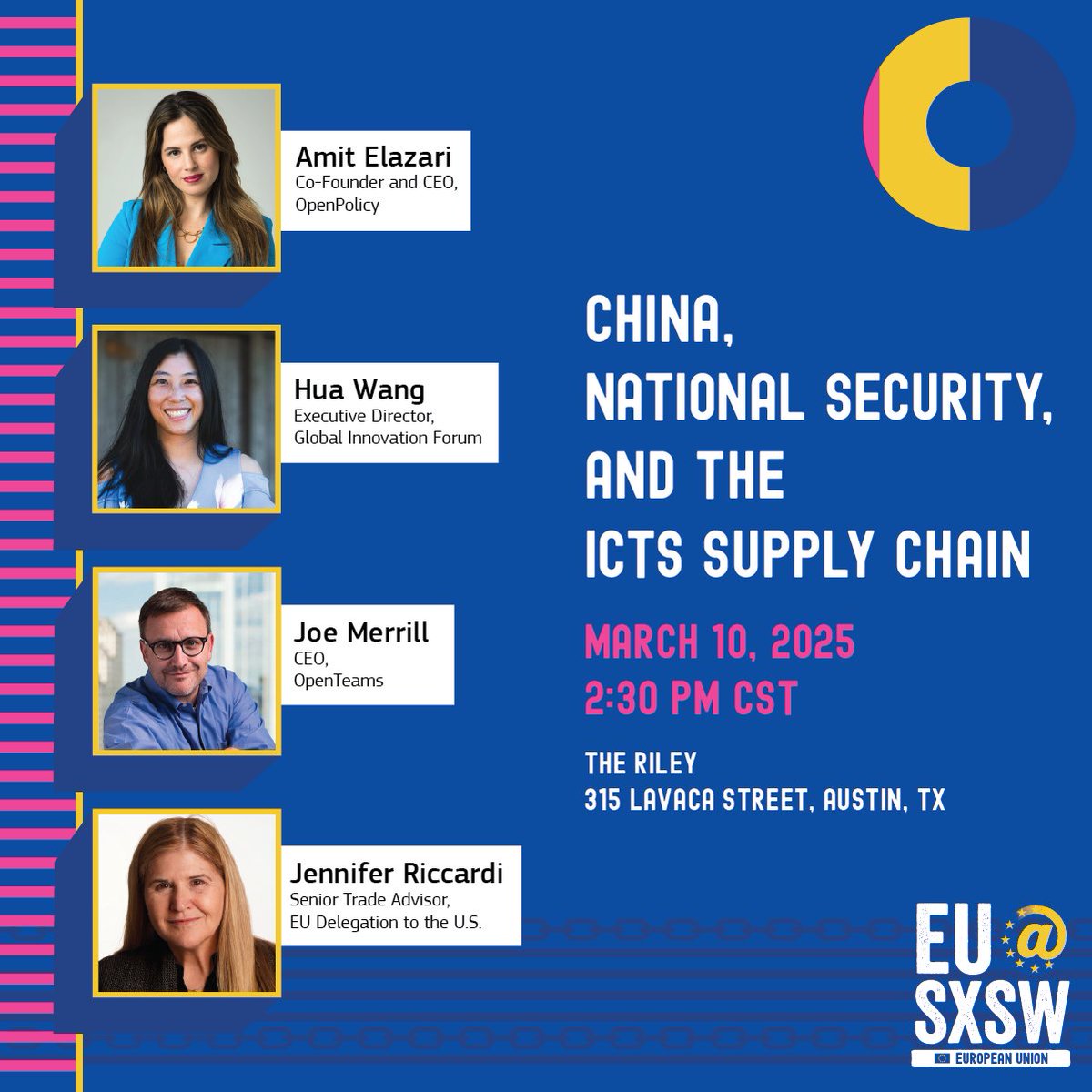#EUatSXSW: The U.S. is reshaping the #ICTS supply chain, impacting AI, semiconductors &amp; cybersecurity worldwide. What’s next for global tech policy &amp; national security?

Join us at #SXSW on March 10 for expert insights on trade, regulation, and security. tinyurl.com/yc8rxynt