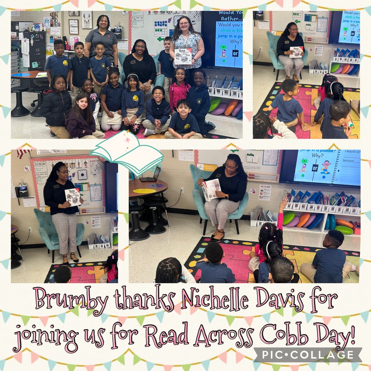 Thanks to Ms.Davis for participating in Read Across Brumby 📚