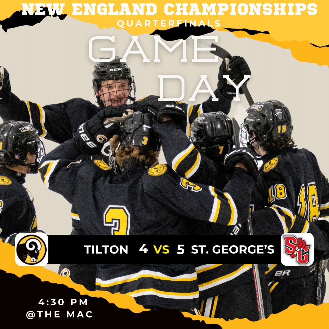 Tilton Boys Varsity Hockey (@tiltonbvhockey) on Twitter photo GAMEDAY - Playoff Version!!
#4 Rams host #5 <a href="/SGBICE/">St. Georgeās BVH</a> in the Small School Quarterfinals at 4:30PM! Wear black and come out to support <a href="/TiltonGVHoops/">Tilton School Girls Varsity Basketball</a> vs Dexter at 2:30 in the MARC then head over to the MAC for puck drop!!
šŗ š bit.ly/3DgnKg6
#rollrams GAMEDAY - Playoff Version!!
#4 Rams host #5 <a href="/SGBICE/">St. Georgeās BVH</a> in the Small School Quarterfinals at 4:30PM! Wear black and come out to support <a href="/TiltonGVHoops/">Tilton School Girls Varsity Basketball</a> vs Dexter at 2:30 in the MARC then head over to the MAC for puck drop!!
šŗ š bit.ly/3DgnKg6
#rollrams