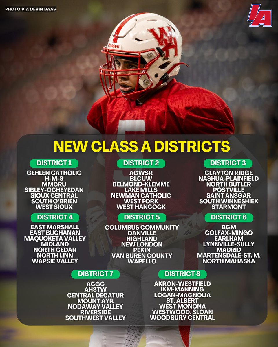 IAfootball (@iafootball_) on Twitter photo 🆕 CLASS A DISTRICTS 🏈
#IAfootball X #iahsfb 🆕 CLASS A DISTRICTS 🏈
#IAfootball X #iahsfb