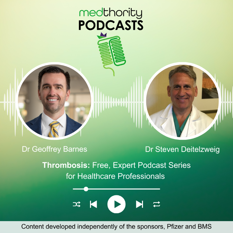 Medthority's tweet photo. What qualifies as ‘good’ real-world evidence in VTE and AF clinical research? Find out with Dr Barnes and Dr Deitelzweig in the latest episode of ‘Thrombosis in conversation’