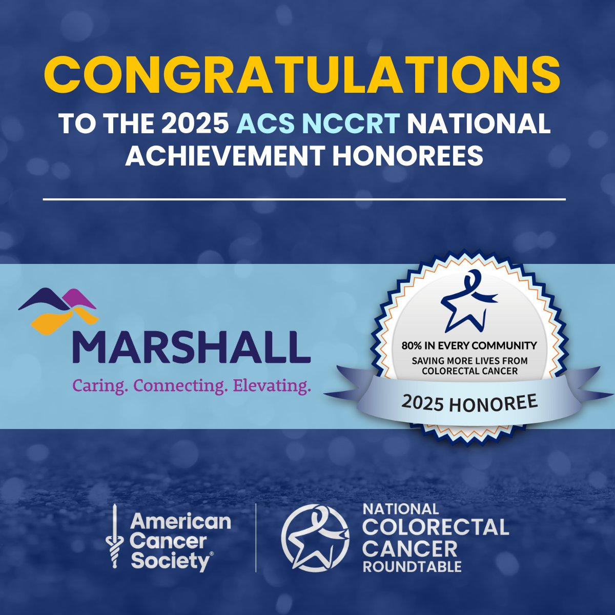 Exciting news! <a href="/GeorgiaCORE10/">Georgia CORE</a> and <a href="/MarshallMedical/">Marshall Medical</a> are two of our 2025 ACS NCCRT National Achievement Award Honorees. Learn more about their leadership in advancing #CRCScreening: nccrt.org/2025-awards/