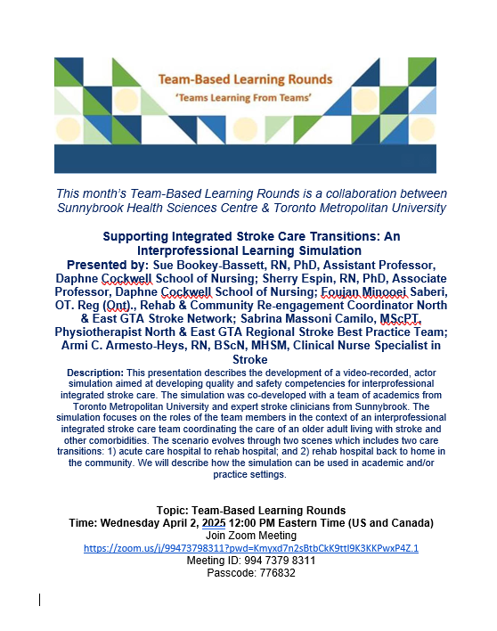 Looking forward to sharing our work on integrated stroke care.