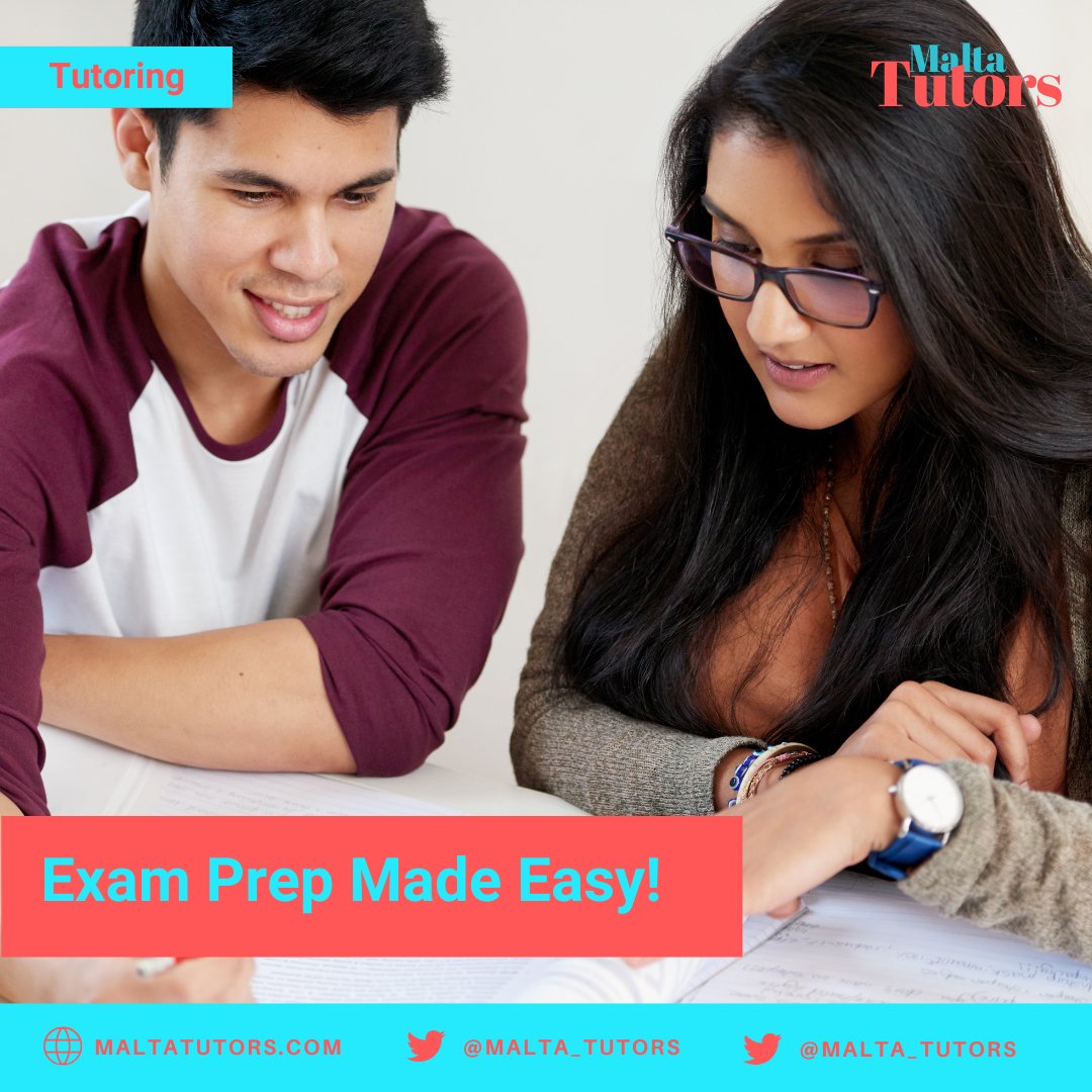🎯 Exam Prep Made Easy! 🎯
Preparing for O-Levels, A-Levels, or university exams? Our tutors will help you revise, practice past papers, and master exam techniques to ensure success! 📚

Visit 👉 maltatutors.com
#MaltaTutors #ExamPreparation #SuccessStartsHere #StudySmart
