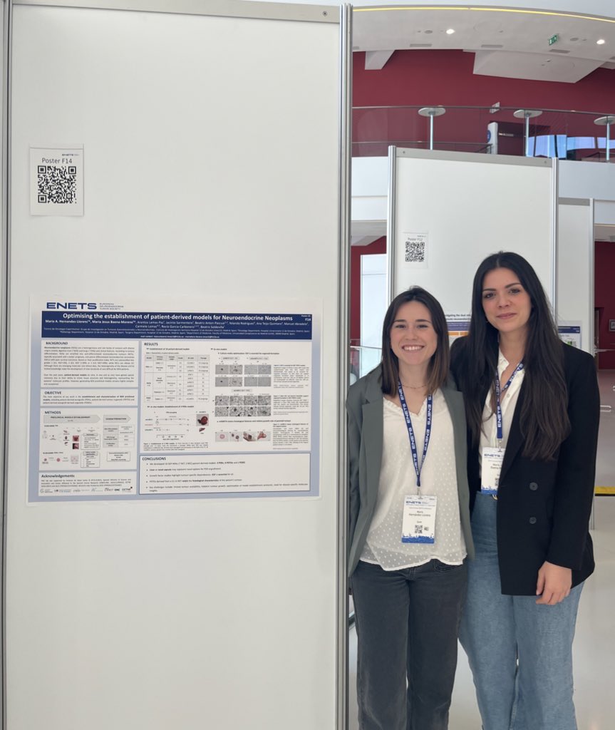mariahern99's tweet photo. It has been a pleasure for me to present our work “Optimising the establishment of patient-derived models for neuroendocrine neoplasms” in #enets2025 conference. 
Don’t forget to check out our poster F14!! @maria_baenam 
@ENETS_ORG https://t.co/FT83crAz5m